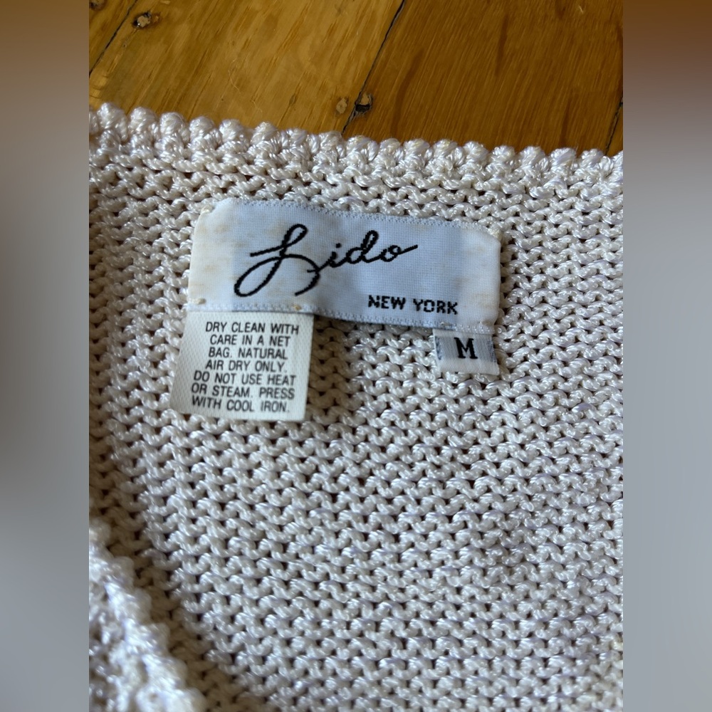 Fluffy Lido New York vintage angora fuzzy white cream sweater rhinestones vneck - Picture 4 of 4